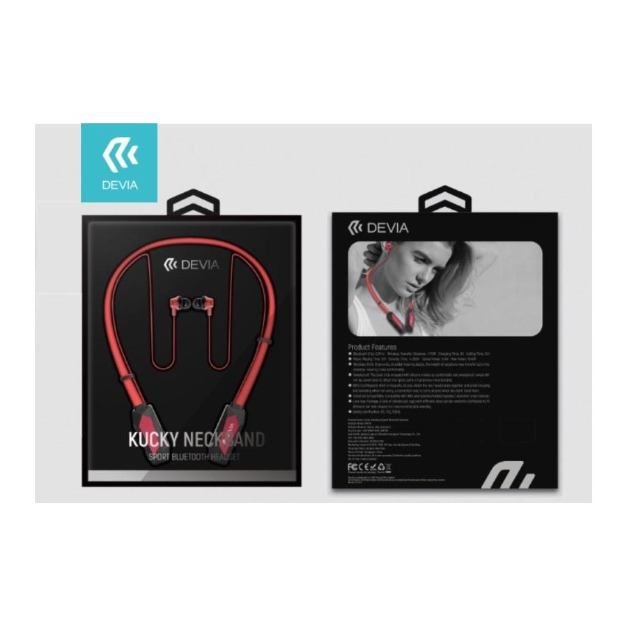 Auricolari Bluetooth Sport con Archetto Magnetico Rosso