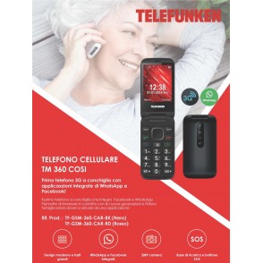 Telefono TM 360 Nero Telefunken Con Facebook e WhatsApp