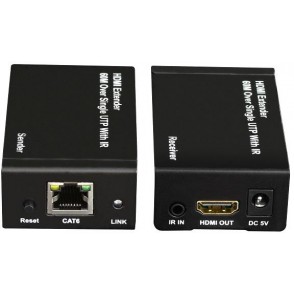 HDMI Extender by Single Cat5e/6 (60M) with IR and POC